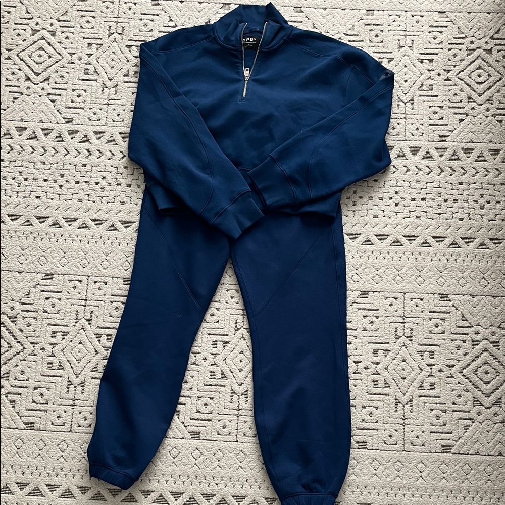 Abercrombie YPB Navy Blue Zip-Up Sweatshirt and Joggers Set